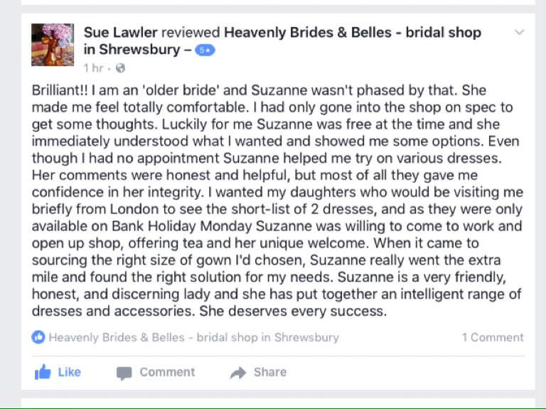 A 5-star review from Sue